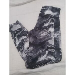 ZONE PRO Athletic Leggings Marble Swirl Black White Print Activewear Workout